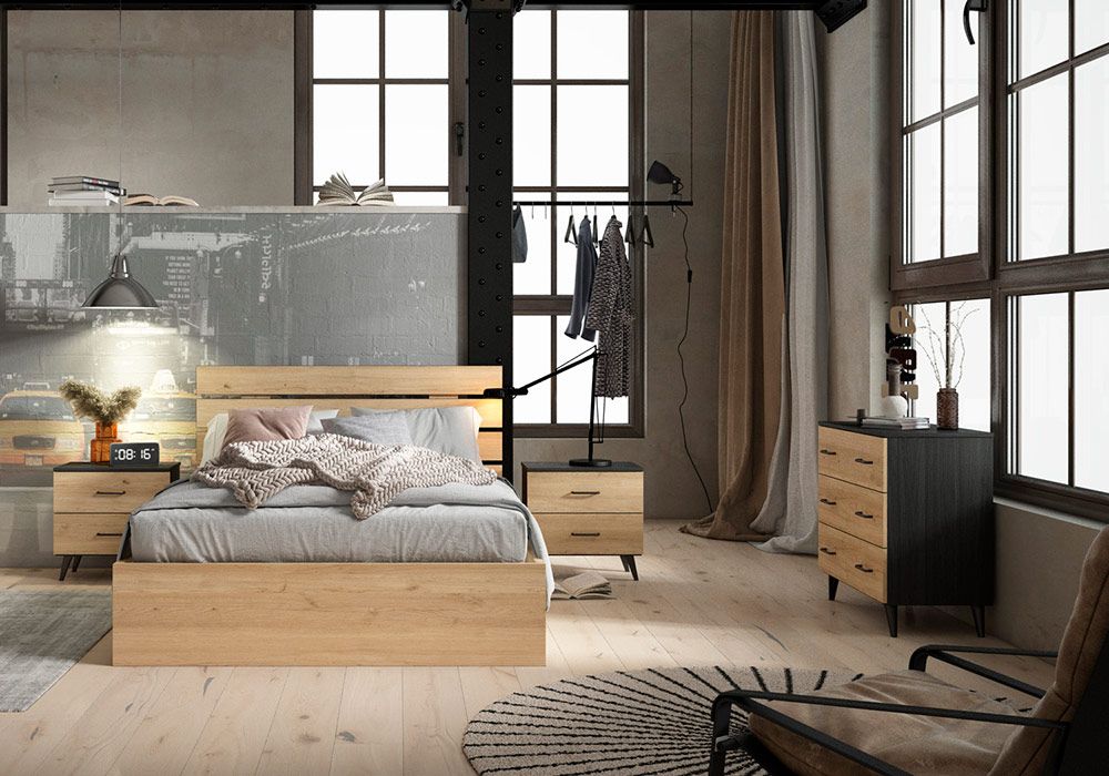 Lit 140x190cm (Collection Indus) Chambres à Coucher Votre Magasin de Meuble et Électroménager à La Réunion !