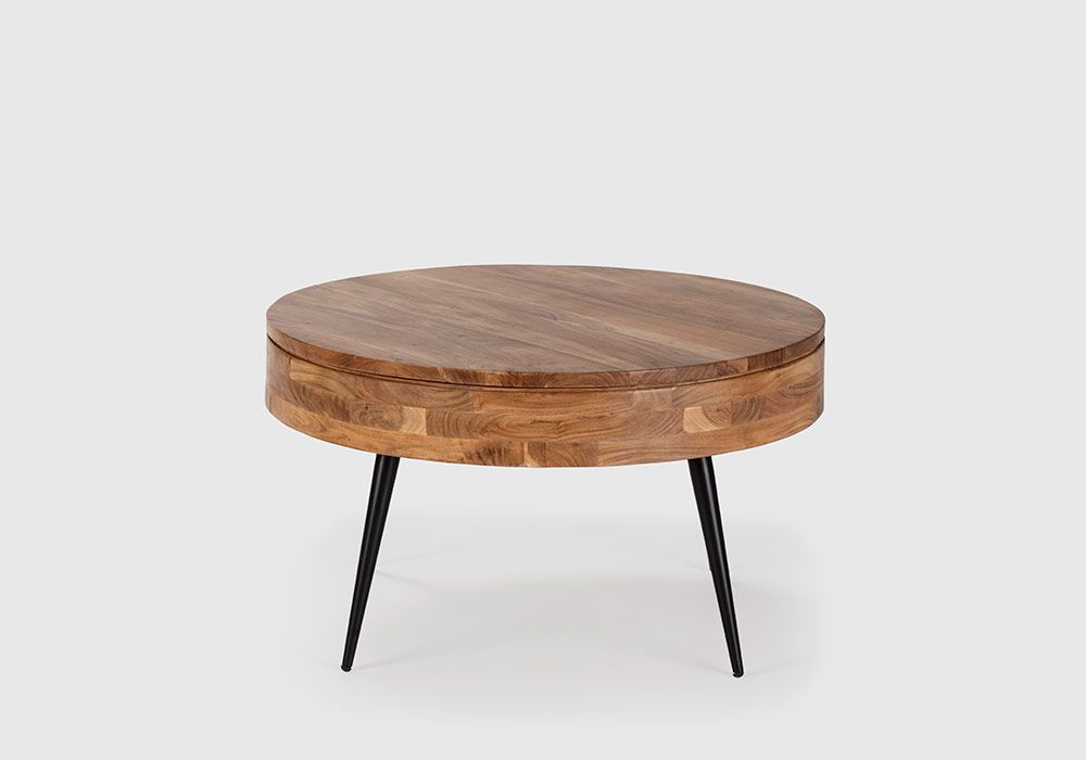 Table de Salon Ronde en Bois d’Acacia avec Plateau Ouvrant Kali Bois d'Acacia Votre Magasin de Meuble et Électroménager à La Réunion !