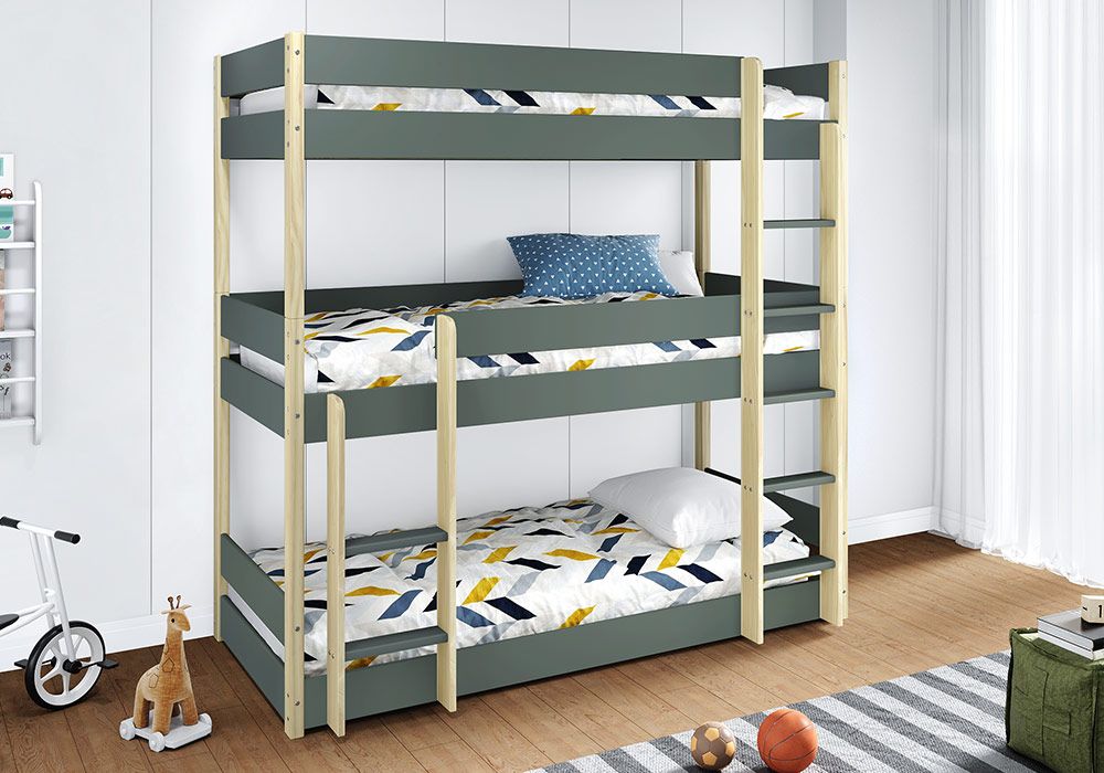 Lit Superposé Triple 90x190cm Valka Chambres Enfant Votre Magasin de Meuble et Électroménager à La Réunion !
