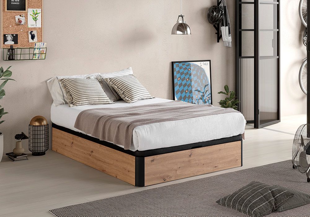 Lit Coffre 160x200cm Chêne / Noir Hypnos Chambres à Coucher Votre Magasin de Meuble et Électroménager à La Réunion !