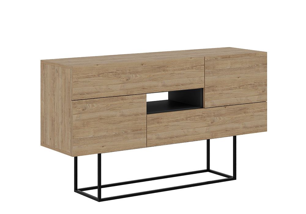 Buffet Bas 2 Portes 2 Tiroirs (Collection Titan Chêne) Meubles Votre Magasin de Meuble et Électroménager à La Réunion !