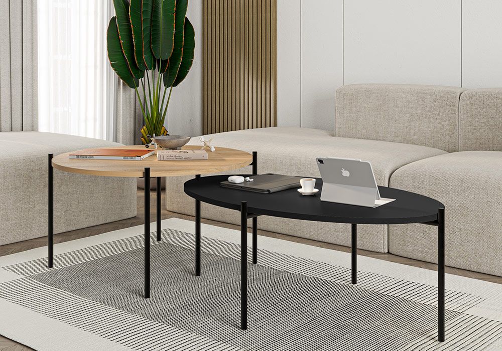 Table de Salon Gigogne Ronde et Ovale Odelia Meubles Votre Magasin de Meuble et Électroménager à La Réunion !