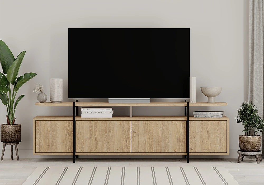 Meuble TV 4 Portes Hinoa Meubles Votre Magasin de Meuble et Électroménager à La Réunion !