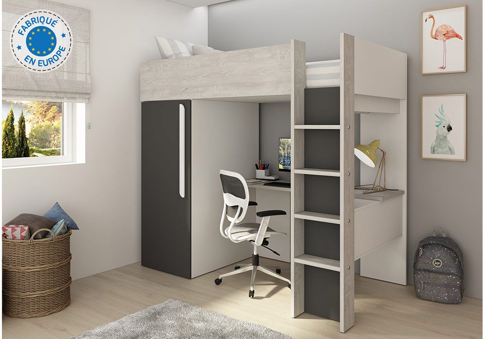 Lit Mezzanine Studio avec Pupitre et Armoire Chambres Enfant Votre Magasin de Meuble et Électroménager à La Réunion ! 5