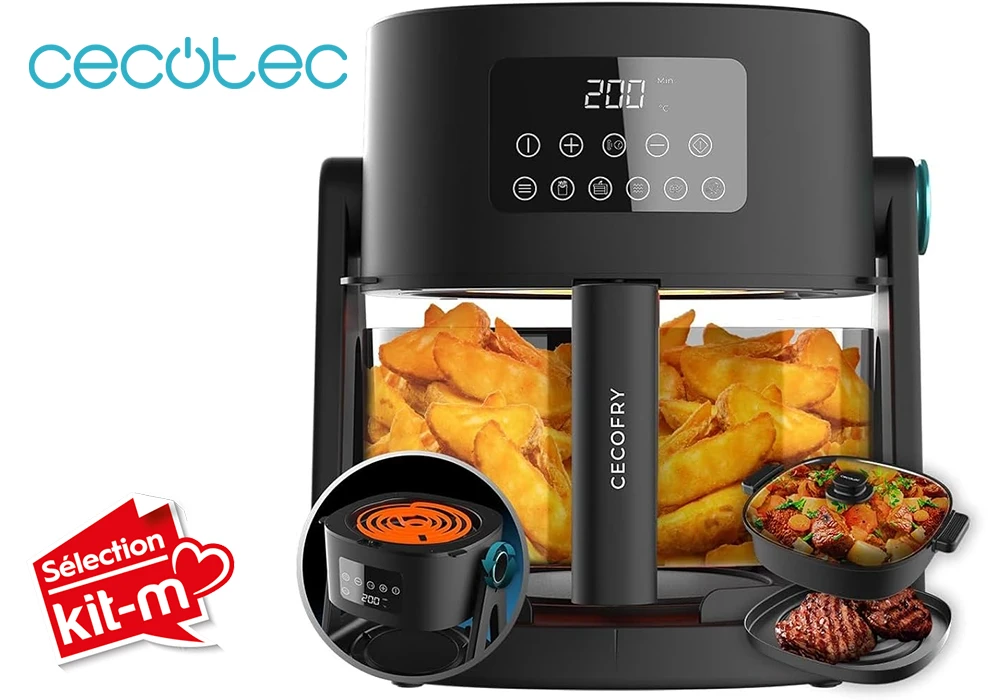Friteuse sans Huile Réversible 3en1 1500W Cecofry Flip&Grill 450 Cecotec (4952) Cuisine Votre Magasin de Meuble et Électroménager à La Réunion !