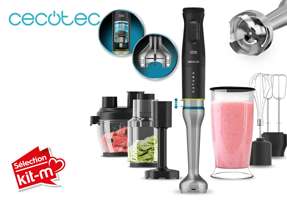 Mixeur Plongeant 1500W avec Affichage Numérique + Accessoires Katana 15 TotalDestroy Full B Cecotec (3963) Cuisine Votre Magasin de Meuble et Électroménager à La Réunion !