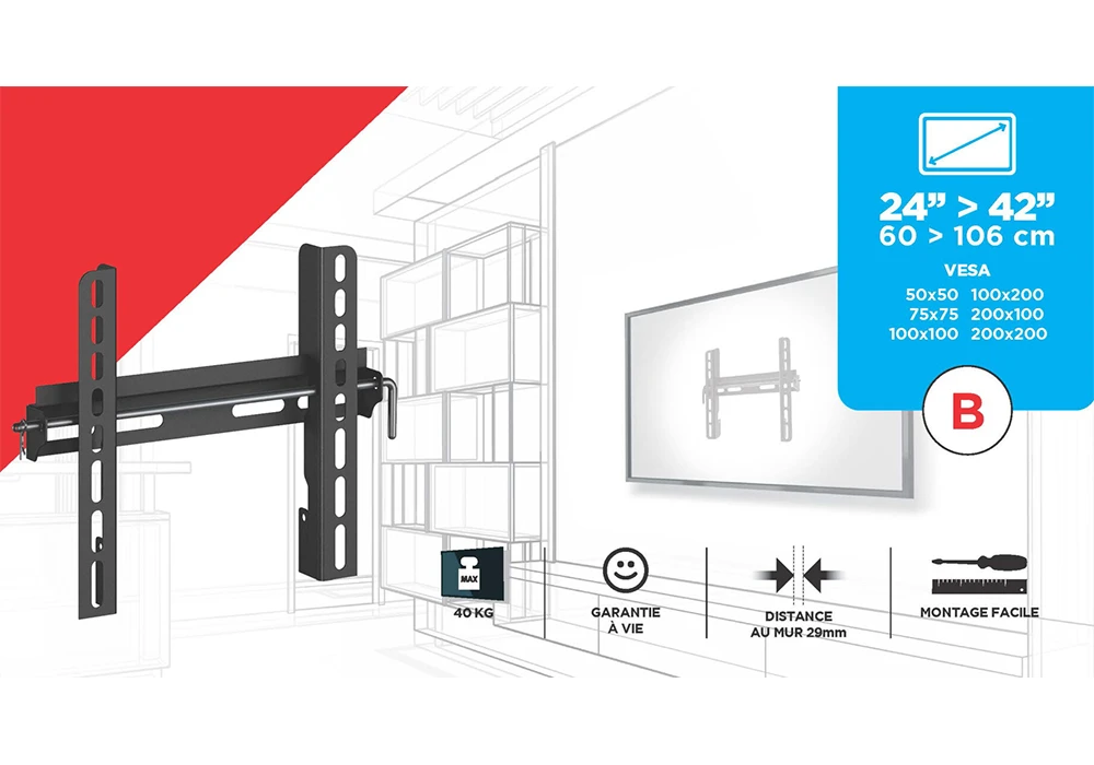 Support Mural Fixe WMTV 200F Sonorus (A00039) Accessoires Votre Magasin de Meuble et Électroménager à La Réunion !