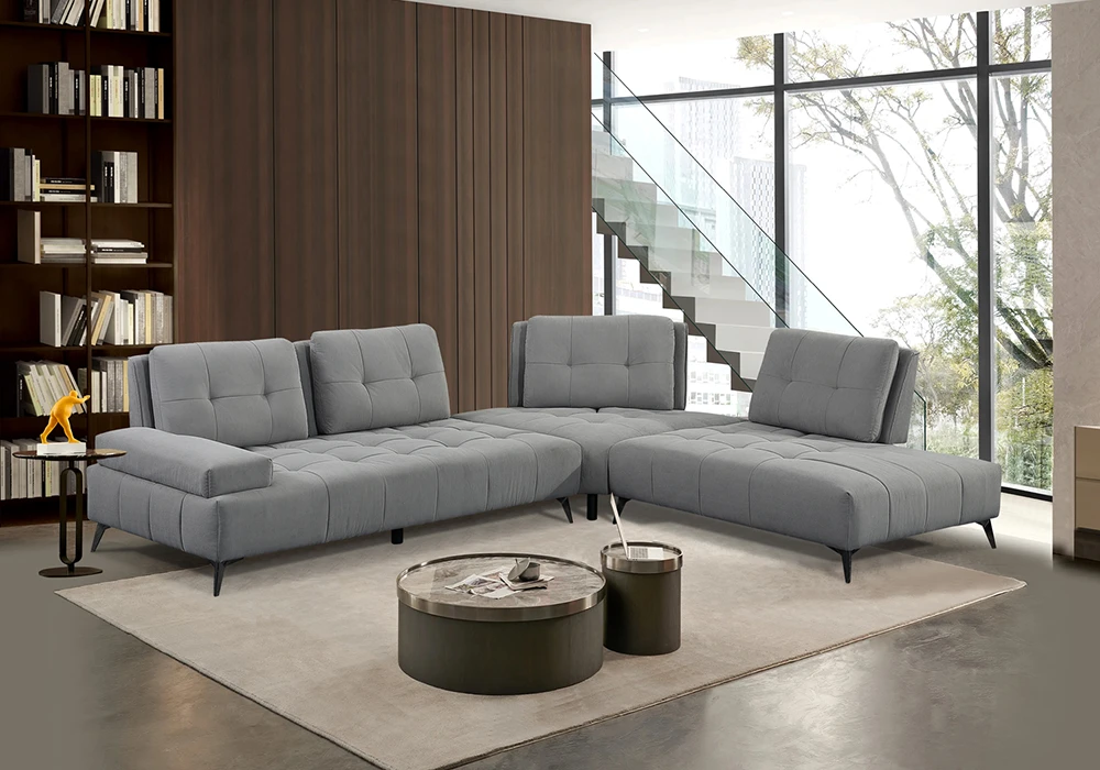 Salon d’Angle Avance Recule Gris Clair Alice Angles Votre Magasin de Meuble et Électroménager à La Réunion !