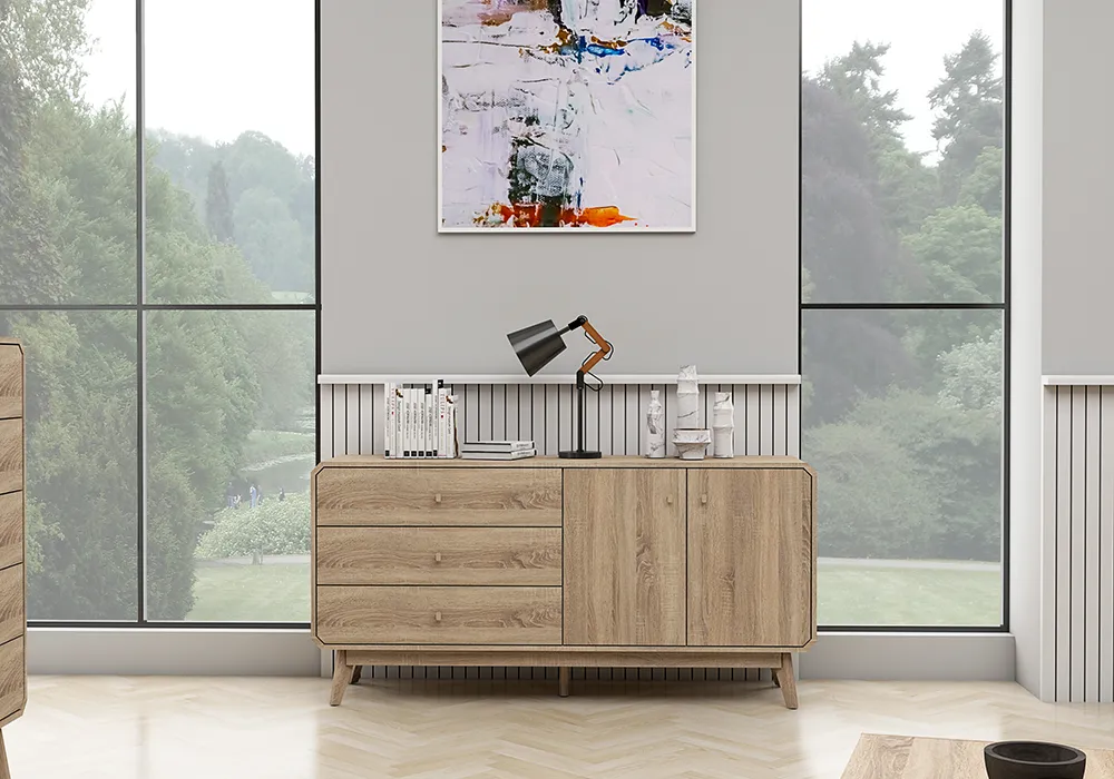 Bahut Bas 2 Portes 3 Tiroirs (Collection Isis) Meubles Votre Magasin de Meuble et Électroménager à La Réunion !