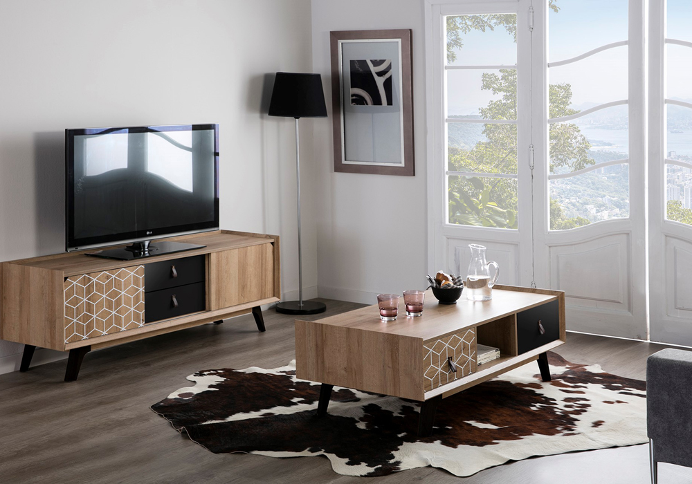 Table de Salon André 2 Tiroirs DESTOCKAGE WEB Votre Magasin de Meuble et Électroménager à La Réunion !