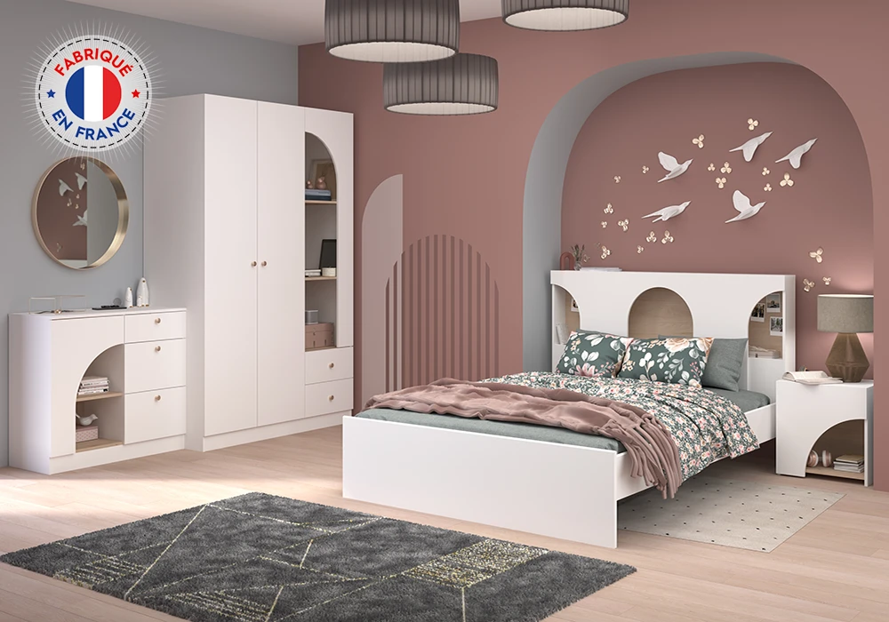 Lit 140x190cm (Chambre à Coucher Adulte Majorque) Chambres à Coucher Votre Magasin de Meuble et Électroménager à La Réunion !