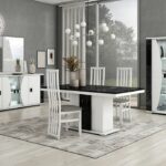 Table à Manger Fixe (Collection Nevada Blanc/Marbre Noir)