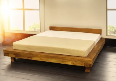 Lit 140x190cm en Bois d’Acacia (Collection Poutre) Bois d'Acacia Votre Magasin de Meuble et Électroménager à La Réunion !