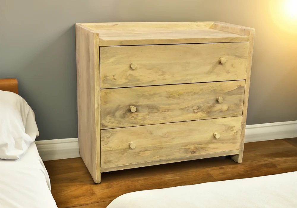 Commode 3 Tiroirs (Collection Scandinave) Bois de Manguier Votre Magasin de Meuble et Électroménager à La Réunion !