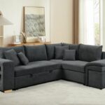 Salon d'Angle Convertible Gris Foncé Anéa