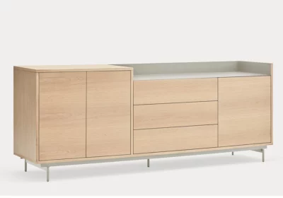 Buffet Bas 3 Portes 3 Tiroirs Valley Chêne DESTOCKAGE WEB Votre Magasin de Meuble et Électroménager à La Réunion !