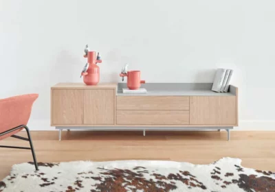 Meuble TV 3 Portes 2 Tiroirs Valley Chêne DESTOCKAGE WEB Votre Magasin de Meuble et Électroménager à La Réunion !