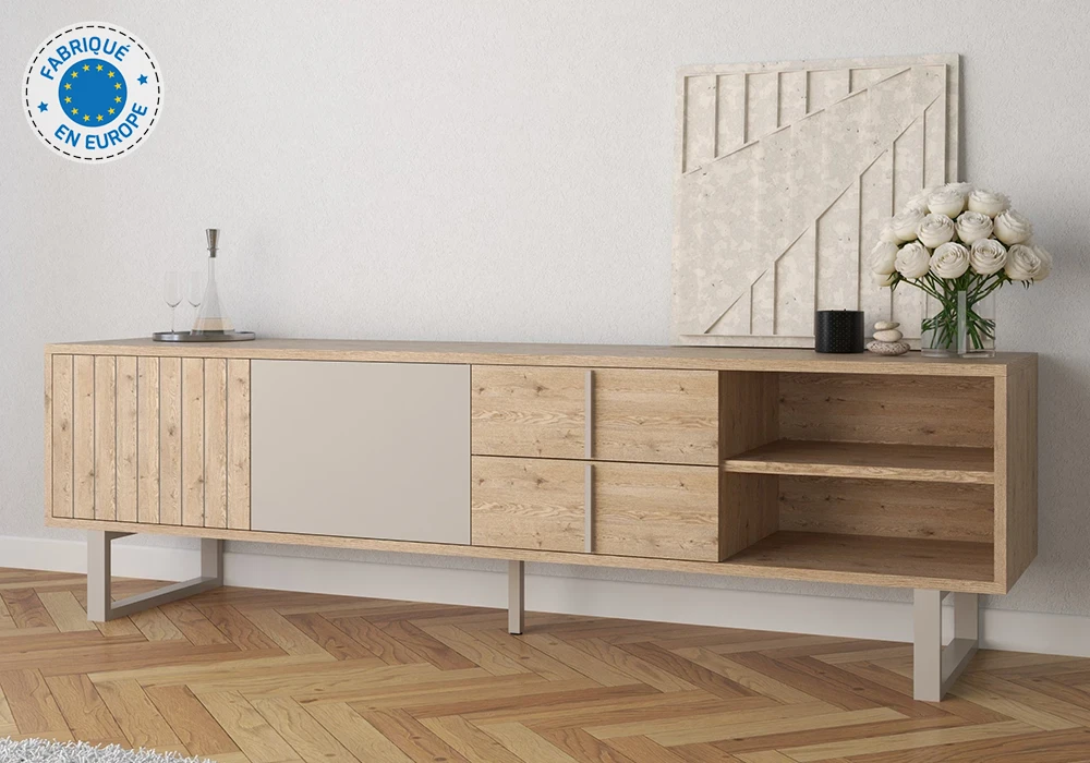 Meuble TV 2 Portes 2 Tiroirs (Collection Millay) Meubles Votre Magasin de Meuble et Électroménager à La Réunion !