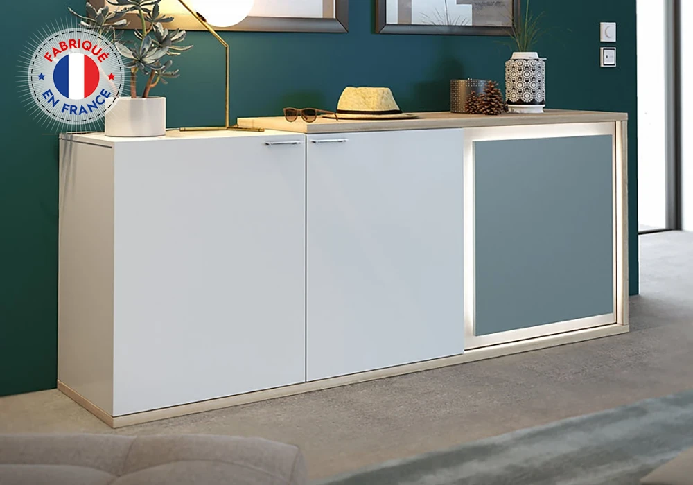 Bahut Bas 3 Portes avec LED (Collection Asola) Meubles Votre Magasin de Meuble et Électroménager à La Réunion !