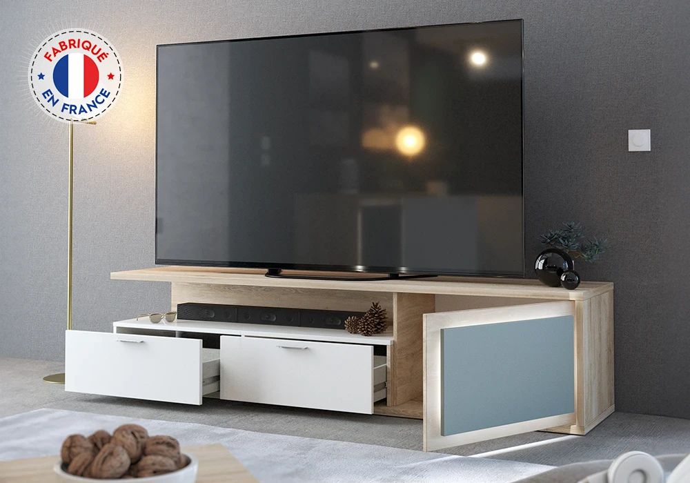 Meuble TV 1 Porte 2 Tiroirs (Collection Asola) Meubles Votre Magasin de Meuble et Électroménager à La Réunion !