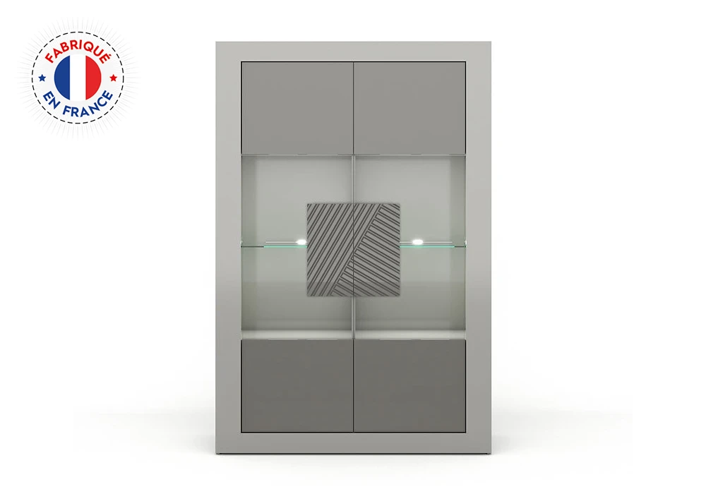 Vitrine 2 Portes avec LED (Collection Jane) Meubles Votre Magasin de Meuble et Électroménager à La Réunion ! 6 Vitrine 2 Portes avec LED (Collection Jane) – Image 1