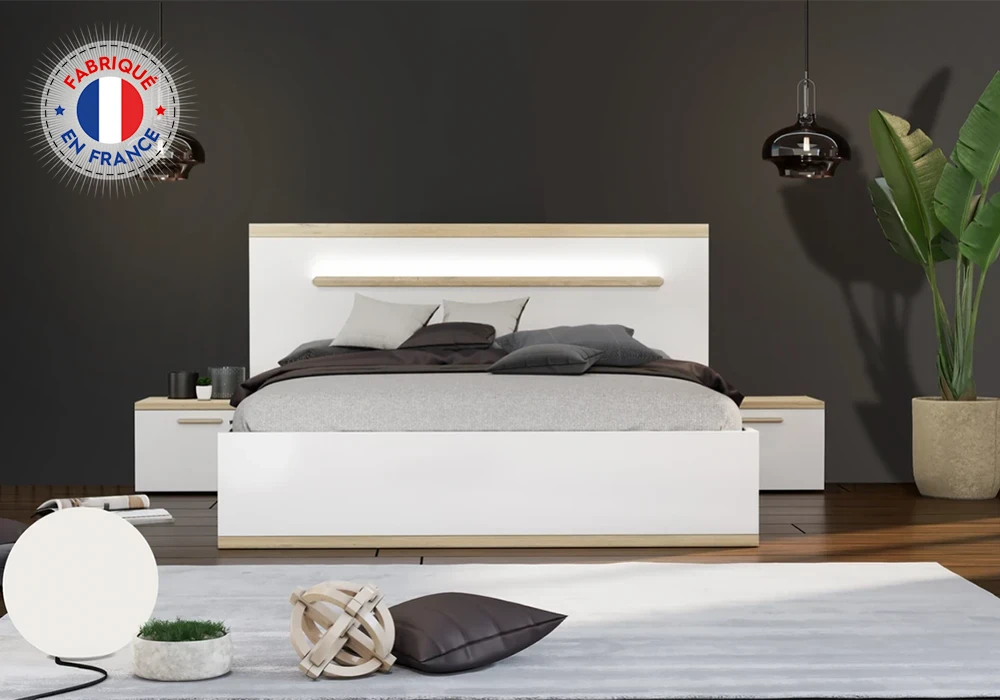 Lit 160x200cm (Collection Mia) Chambres à Coucher Votre Magasin de Meuble et Électroménager à La Réunion !