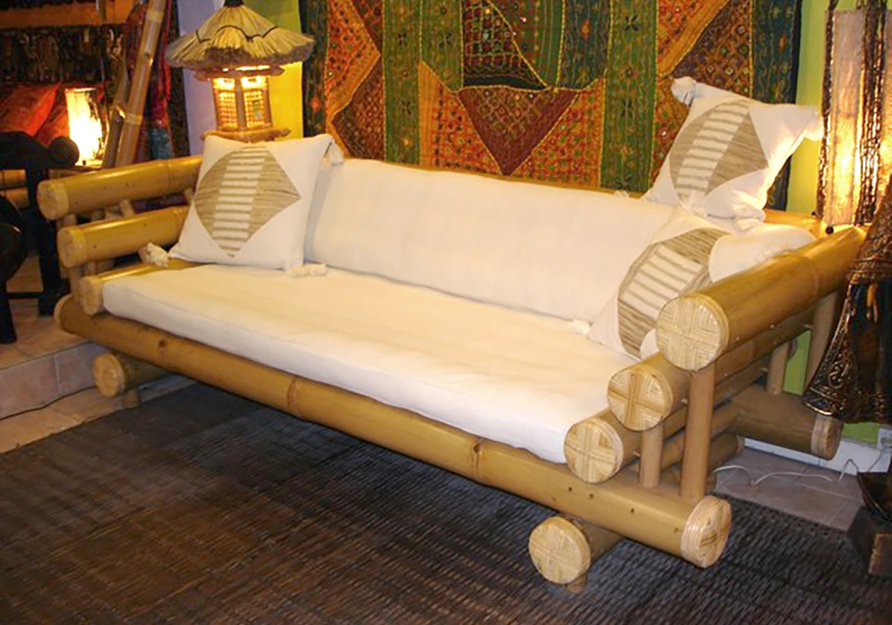 Canapé 3 Places en Bambou Bali Jardins & Terrasses Votre Magasin de Meuble et Électroménager à La Réunion !