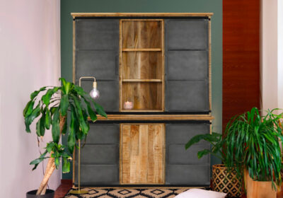 Vaisselier 4 Portes Coulissantes 1 Porte Ouvrante (Collection Molissan) Bois de Manguier Votre Magasin de Meuble et Électroménager à La Réunion !