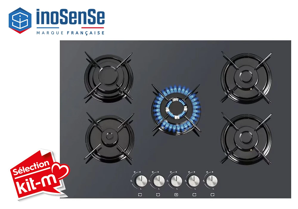 Plaque de Cuisson 5 Feux Gaz 75cm InoSense Cuisson Votre Magasin de Meuble et Électroménager à La Réunion !