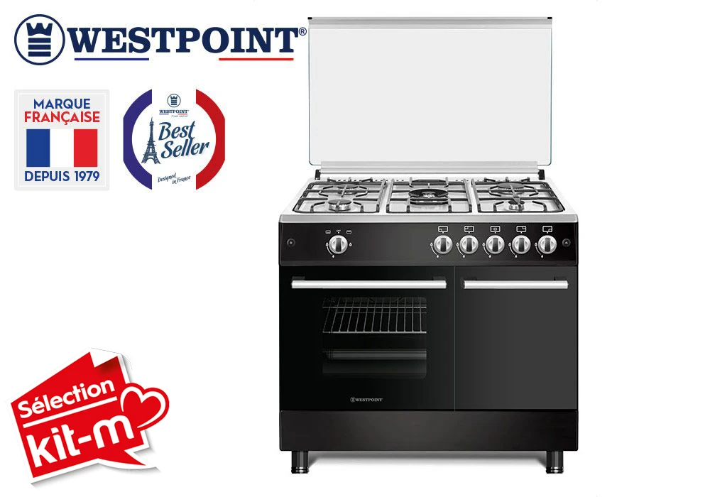 Cuisinière 5 Feux Gaz Butanette + Four Électrique Westpoint (WCLR9650E6CCIBN) Cuisson Votre Magasin de Meuble et Électroménager à La Réunion !