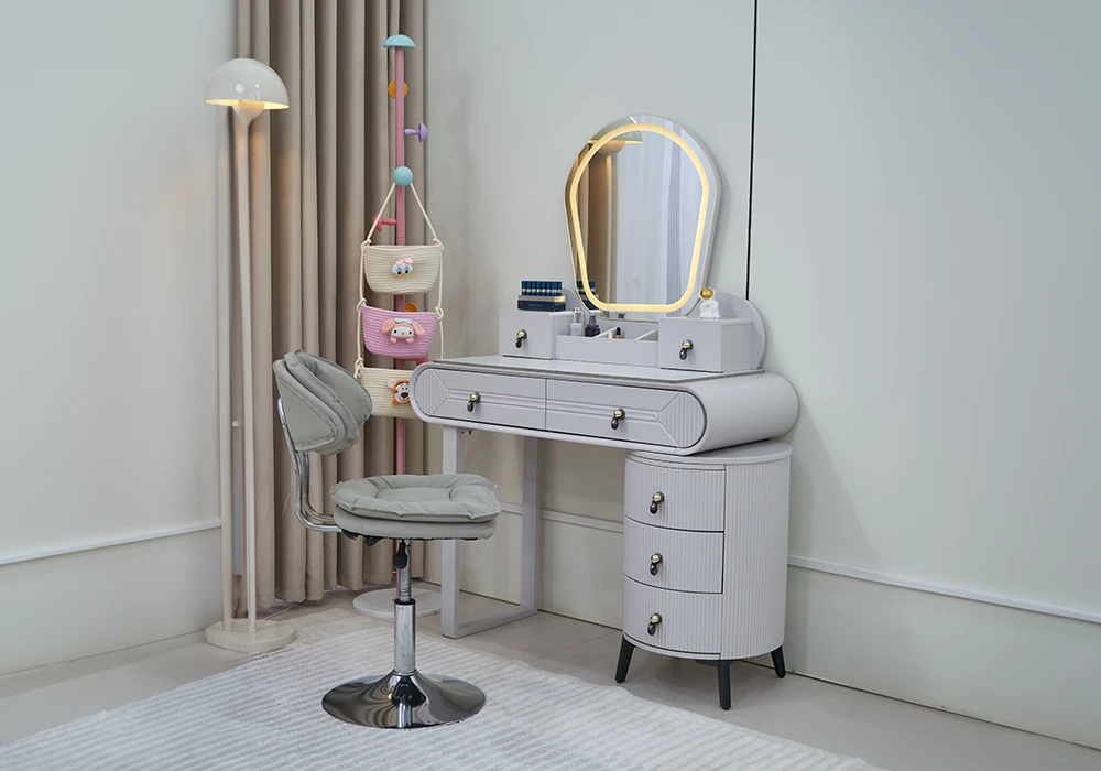 Coiffeuse LED 7 Tiroirs avec Fauteuil Lilou Armoires, Commodes & Chevets Votre Magasin de Meuble et Électroménager à La Réunion !