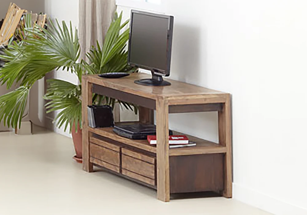 Meuble TV 2 Tiroirs Sweden Bois d'Acacia Votre Magasin de Meuble et Électroménager à La Réunion !