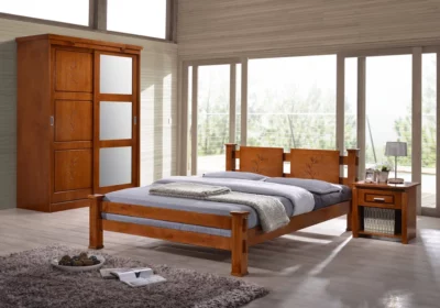 Armoire 2 Portes Coulissantes PB Oak avec Miroir Leaf Armoires, Commodes & Chevets Votre Magasin de Meuble et Électroménager à La Réunion !