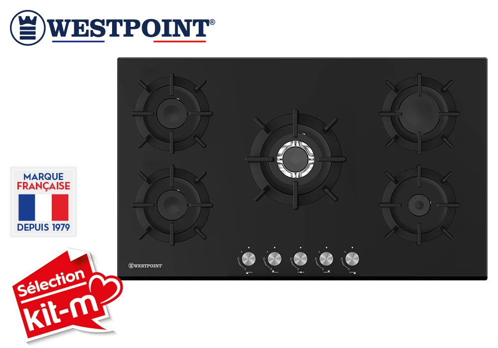 Plaque de Cuisson Vitrée 5 Feux Gaz 90cm Westpoint (WGUC-95025.NGC) Cuisson Votre Magasin de Meuble et Électroménager à La Réunion !