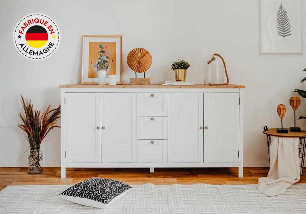 Buffet 4 Portes 3 Tiroirs Bergen Meubles Votre Magasin de Meuble et Électroménager à La Réunion !