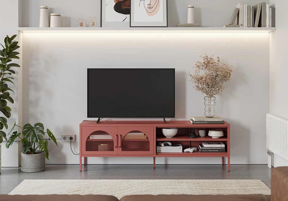 Meuble TV 2 Portes avec Étagère (Collection Diora) Meubles Votre Magasin de Meuble et Électroménager à La Réunion !