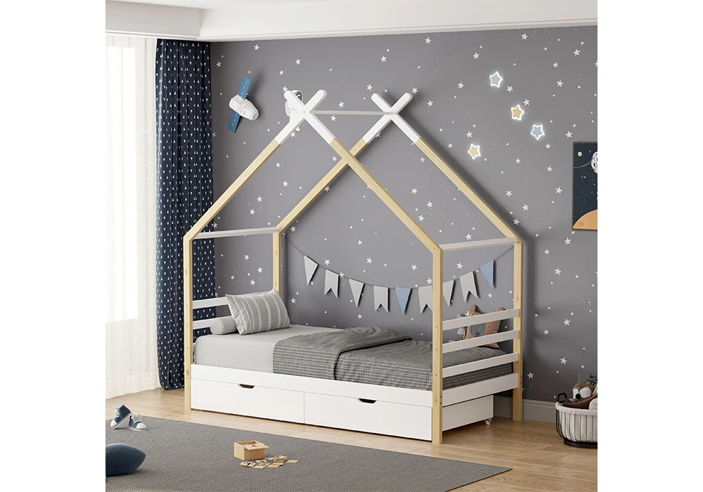 Lit Cabane avec 2 Tiroirs 90x190cm Chambres Enfant Votre Magasin de Meuble et Électroménager à La Réunion !
