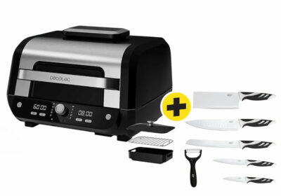 Pack Friteuse et Grill Multifonction sans Huile Cecofry FireDome 8000 Pro Cecotec (4950) +  Set de 6 Couteaux de Cuisine Swiss Chef Cecotec Offerts (1023) Cuisine Votre Magasin de Meuble et Électroménager à La Réunion !