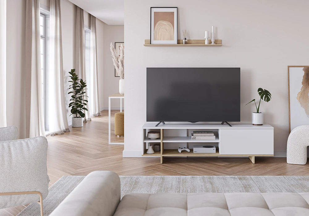 Meuble TV  1 Porte 4 Niches Cequoia Meubles Votre Magasin de Meuble et Électroménager à La Réunion !