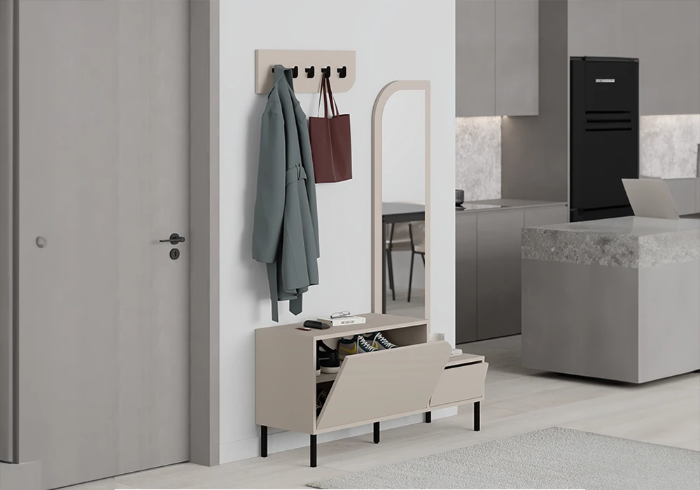 Meuble d’Entrée 2 Portes avec Miroir Bea Meubles Votre Magasin de Meuble et Électroménager à La Réunion !