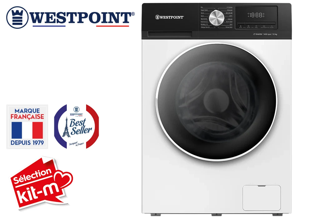 Lave-Linge 12KG Inverter Vapeur Westpoint (WMT-1214A25.D) Électroménager Votre Magasin de Meuble et Électroménager à La Réunion !