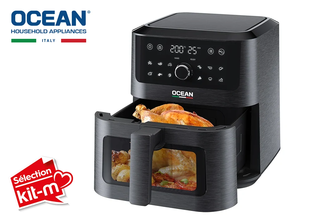 Friteuse Air Fryer 5.5L avec Fenêtre de Visualisation Ocean (OCAFK1755DWN) Cuisine Votre Magasin de Meuble et Électroménager à La Réunion !