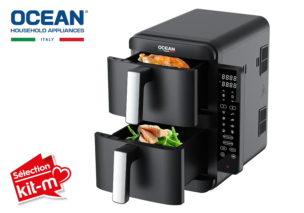 Friteuse Air Fryer 9L Double Bac Ocean (OCAFK24902DN) Cuisine Votre Magasin de Meuble et Électroménager à La Réunion !
