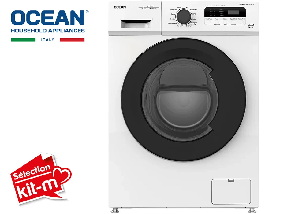 Lave-Linge 8KG Inverter Vapeur Ocean (OSWM8126DCLDFP7) Électroménager Votre Magasin de Meuble et Électroménager à La Réunion !