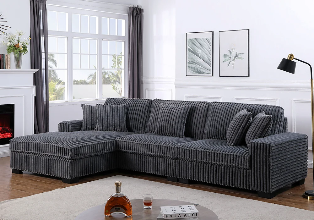 Salon d’Angle Gris Foncé Lory Angles Votre Magasin de Meuble et Électroménager à La Réunion !