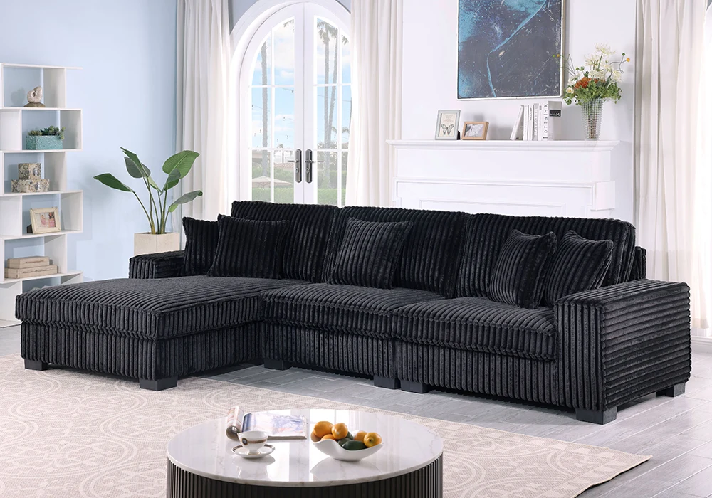 Salon d’Angle Noir Lory Angles Votre Magasin de Meuble et Électroménager à La Réunion !