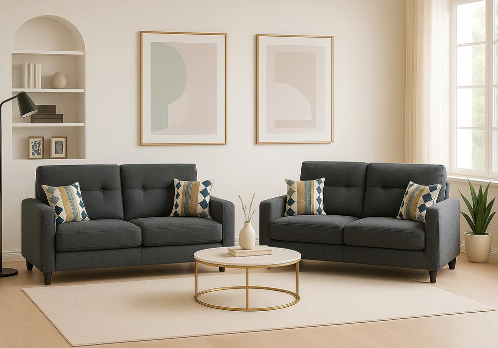 Salon 3 Places +2 Places Gris Foncé Sily Classiques Votre Magasin de Meuble et Électroménager à La Réunion !