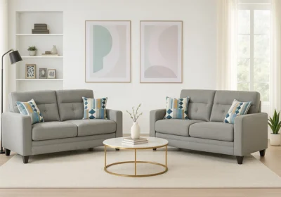 Salon 3 Places +2 Places Gris Clair Sily Classiques Votre Magasin de Meuble et Électroménager à La Réunion !