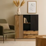 Bahut Bas 2 Portes 2 Tiroirs avec LED (Collection Hudson)