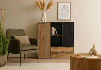 Bahut Bas 2 Portes 2 Tiroirs avec LED (Collection Hudson)